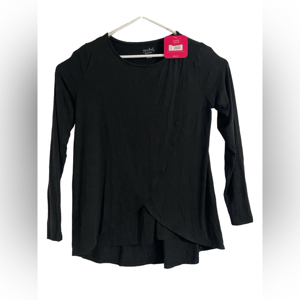Isabel Maternity Women's Tulip Nursing Scoop Neck Long Sleeve Shirt Black Medium